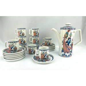 Vintage tea set, Japan porcelain, Peacock tea set, Espresso set,